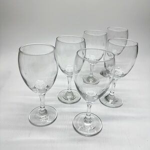 Set of (6) Vintage Elegant Clear Wine‎ Glasses  Mid Century